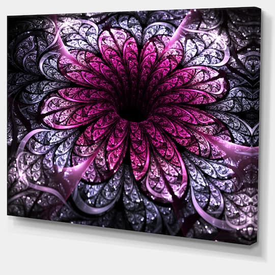 Designart - Dark Purple Fractal Flower Digital Art